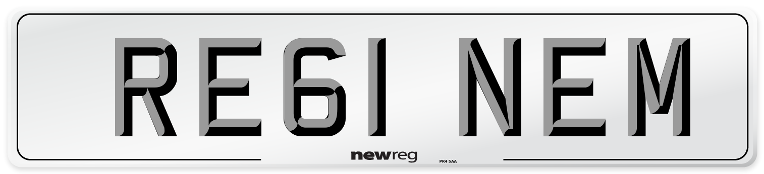 RE61 NEM Number Plate from New Reg
